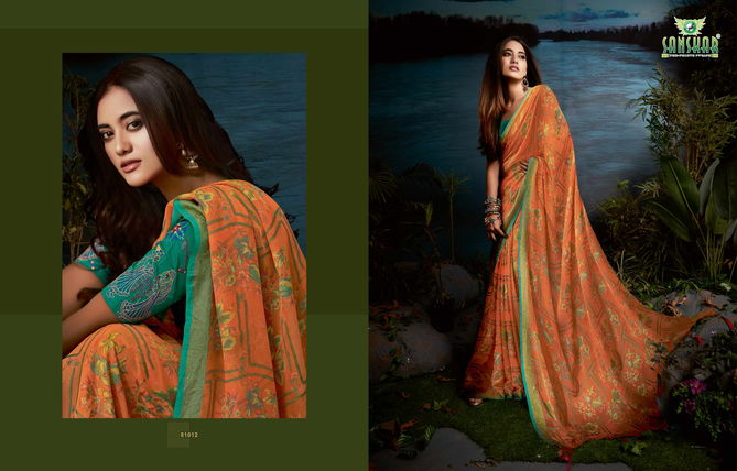 Sanskar Amber New Exclusive Wear Designer Brasso Saree Collection
